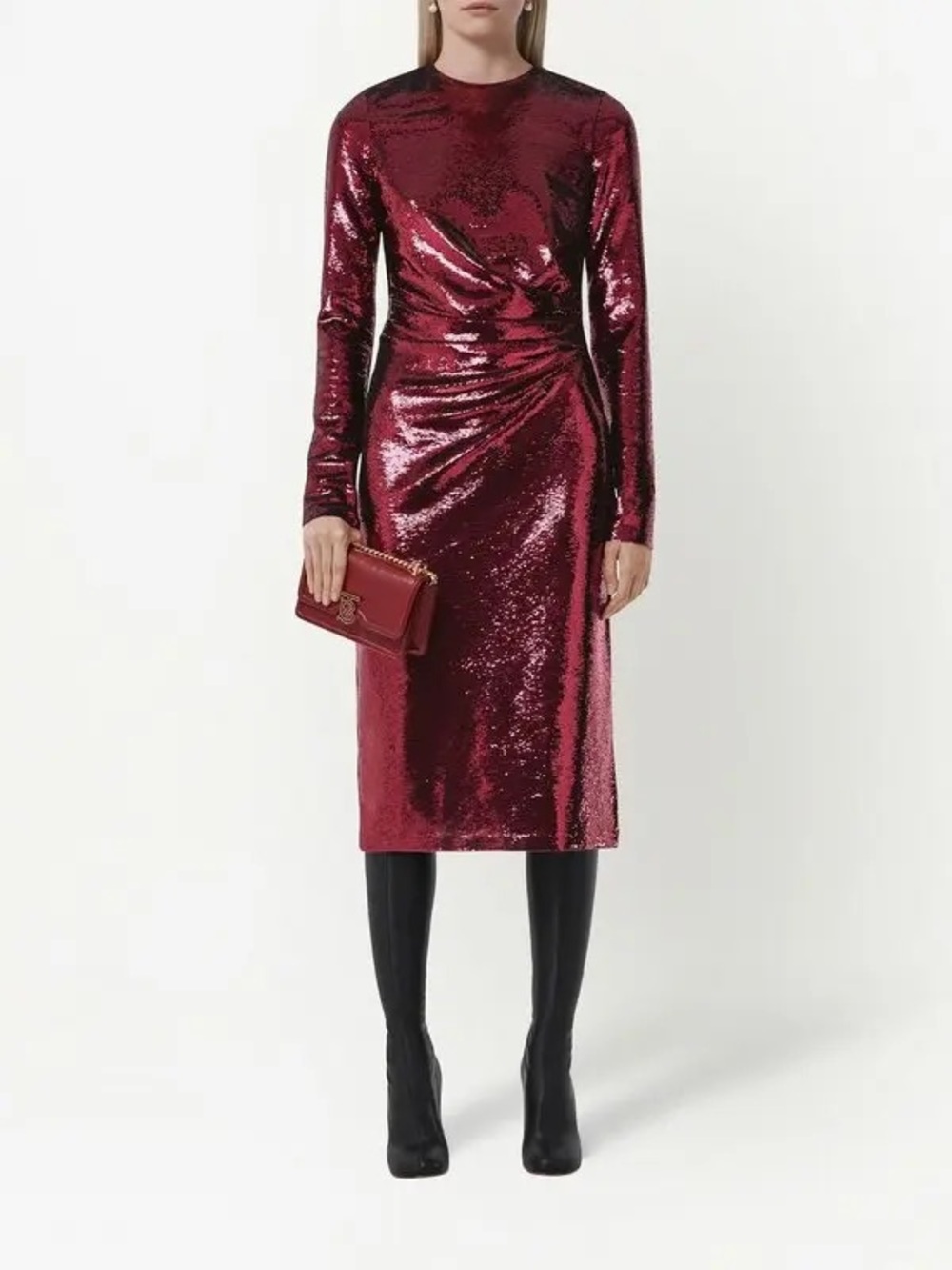 Burberry New Aurora Gathered Detail Sequin Midi Dress Size US 2 $6,900.00